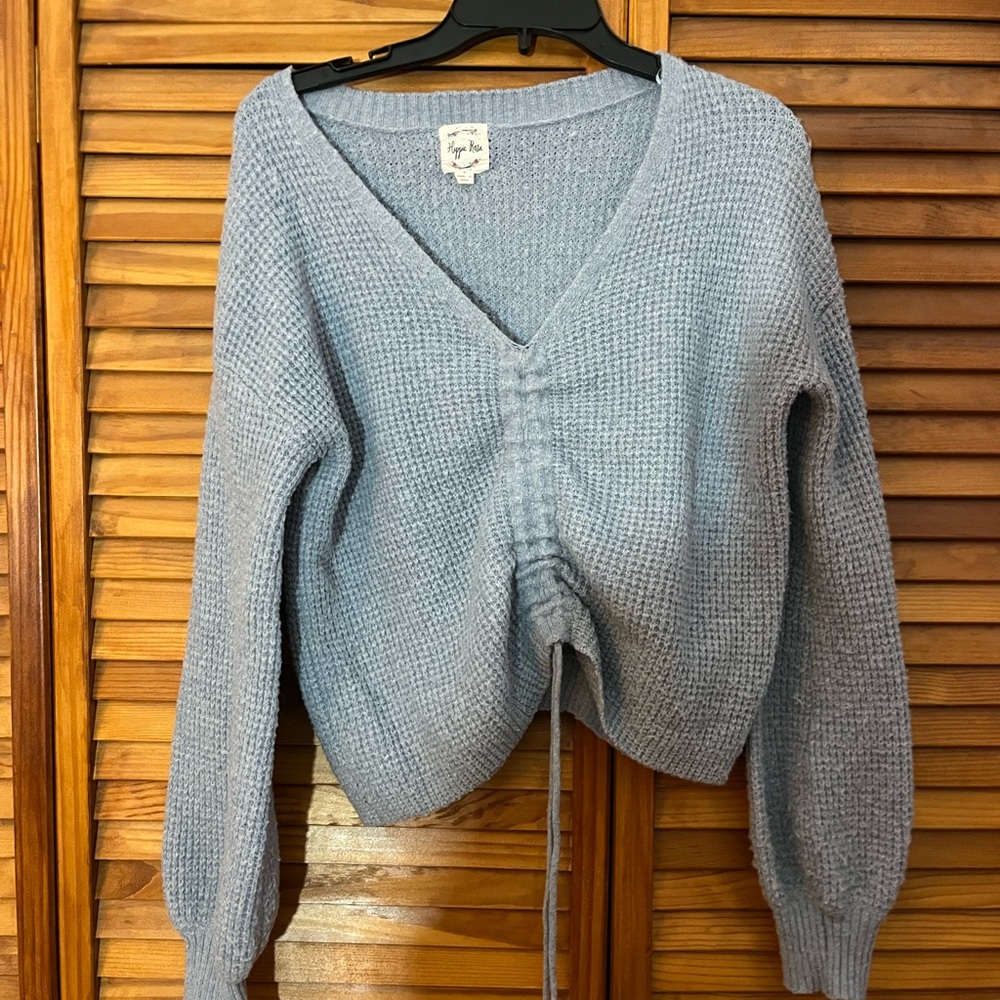 Hippie Rose Light Blue V-Neck Sweater